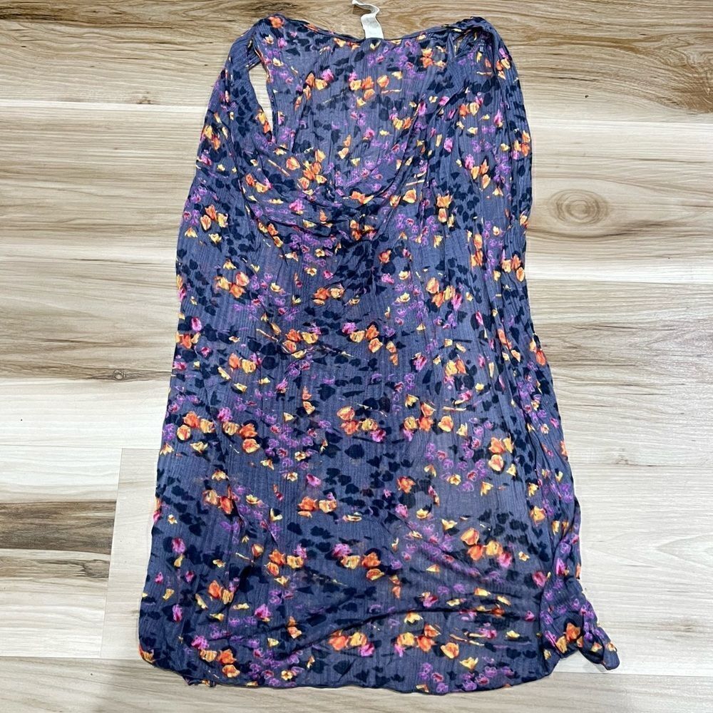 Free People Blouse Multicolor Floral Sleeveless Drape Neck Textured Womens Small